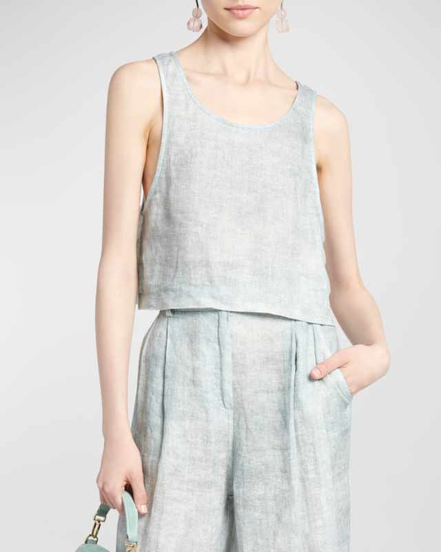 Linen Denim Effect Tank Top